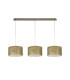 Baymont Antique Brass 3 Light E27 Linear Pendant With 30cm x 17cm Gold Leaf Shade 2m-4