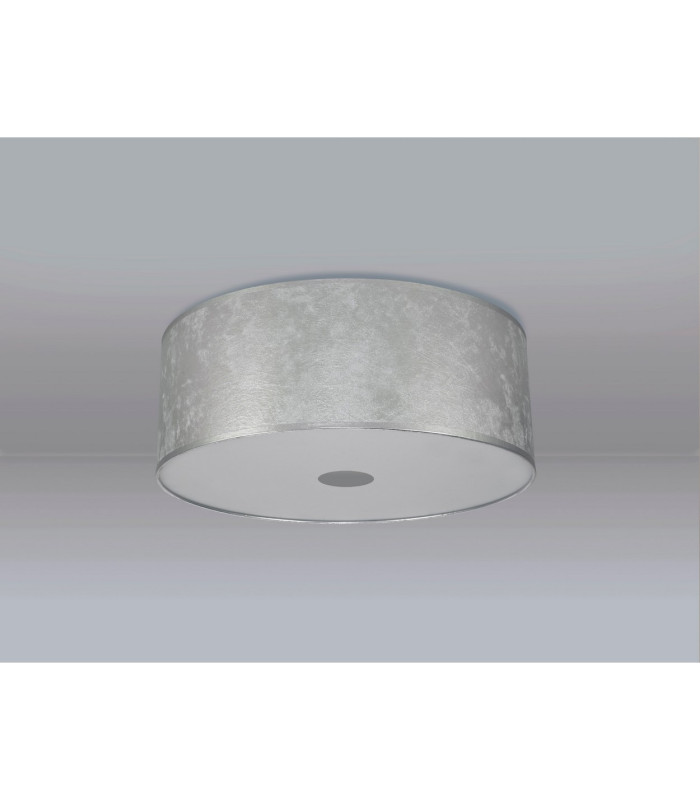 Baymont White 5 Light E27 Universal Flush Ceiling Fixture With 60cm x 22cm Silver Leaf With White Lining Shade-13