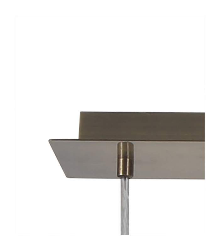 Baymont Antique Brass 3 Light E27 Linear Pendant With 30cm x 17cm Gold Leaf Shade 2m-5