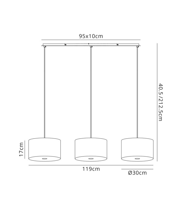 Baymont Polished Chrome 3 Light E27 Linear Pendant With 30cm x 17cm Silver Leaf Shade 2m-3