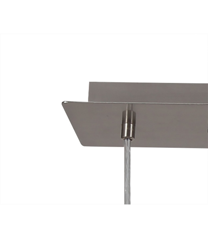 Baymont Polished Chrome 3 Light E27 Linear Pendant With 30cm x 17cm Silver Leaf Shade 2m-5