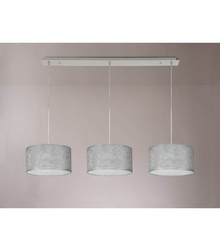 Baymont Polished Chrome 3 Light E27 Linear Pendant With 30cm x 17cm Silver Leaf Shade 2m-11