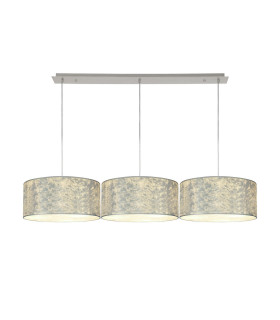 Baymont Polished Chrome 3 Light E27 Linear Pendant With 40cm x 18cm Silver Leaf Shade 2m-1