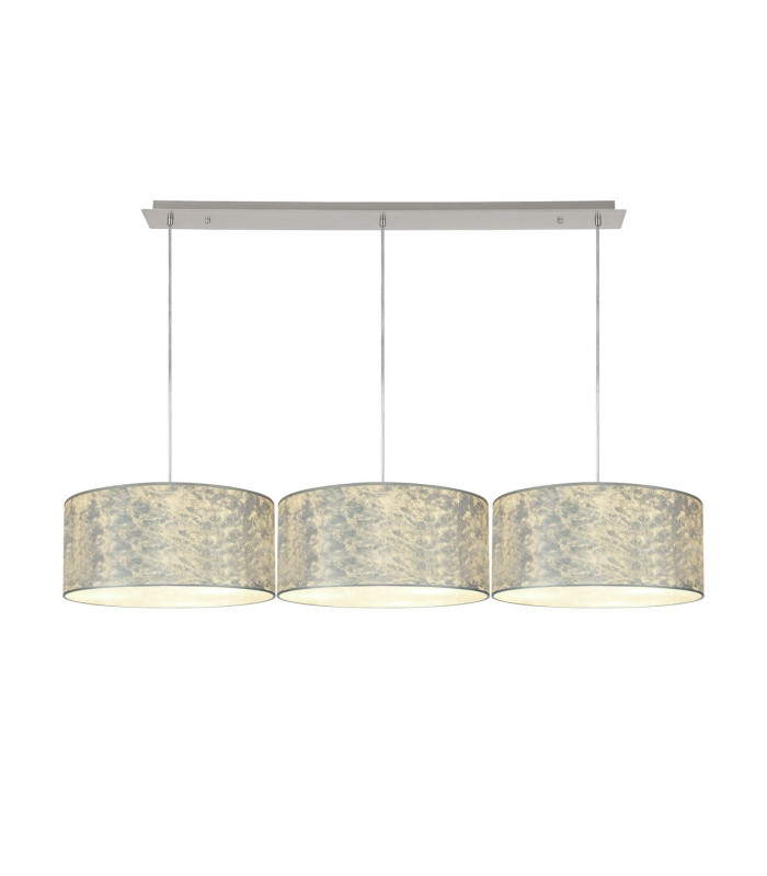 Baymont Polished Chrome 3 Light E27 Linear Pendant With 40cm x 18cm Silver Leaf Shade 2m-1