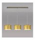 Baymont Antique Brass 3 Light E27 Linear Pendant With 30cm x 17cm Gold Leaf Shade 2m-2