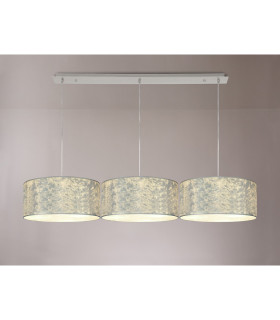 Baymont Polished Chrome 3 Light E27 Linear Pendant With 40cm x 18cm Silver Leaf Shade 2m-2