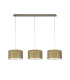 Baymont Antique Brass 3 Light E27 Linear Pendant With 30cm x 17cm Gold Leaf Shade 2m-4