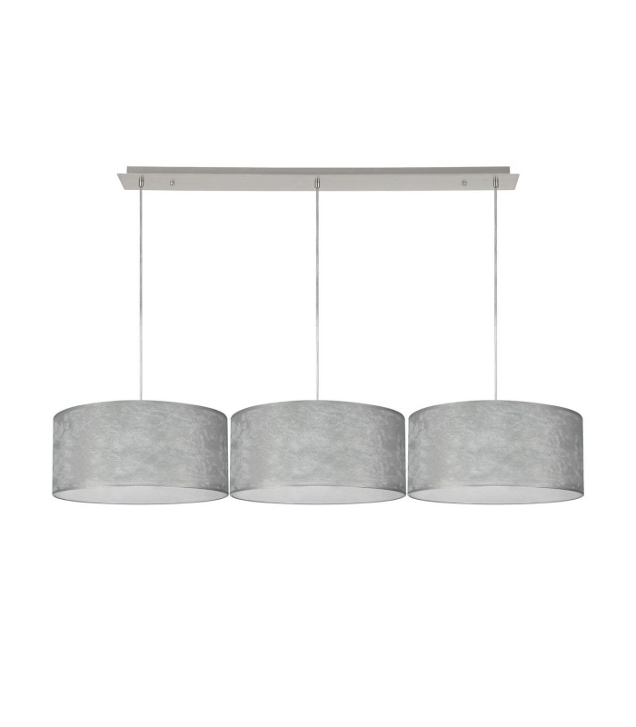 Baymont Polished Chrome 3 Light E27 Linear Pendant With 40cm x 18cm Silver Leaf Shade 2m-4