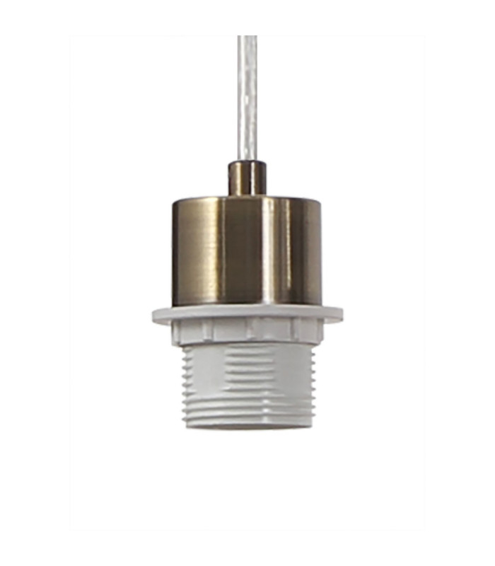 Baymont Antique Brass 3 Light E27 Linear Pendant With 30cm x 17cm Gold Leaf Shade 2m-6