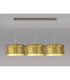 Baymont Antique Brass 3 Light E27 Linear Pendant With 40cm x 18cm Gold Leaf Shade 2m-2