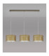 Baymont Antique Brass 3 Light E27 Linear Pendant With 30cm x 17cm Gold Leaf Shade 2m-13