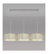 Baymont Polished Chrome 3 Light E27 Linear Pendant With 40cm x 18cm Silver Leaf Shade 2m-2