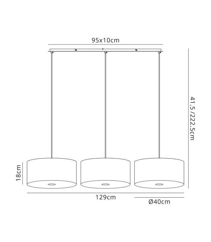 Baymont Polished Chrome 3 Light E27 Linear Pendant With 40cm x 18cm Silver Leaf Shade 2m-3