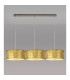 Baymont Antique Brass 3 Light E27 Linear Pendant With 40cm x 18cm Gold Leaf Shade 2m-2