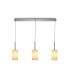 Baymont Polished Chrome 3 Light E27 Linear Pendant With 12cm x 20cm Faux Silk Shade Ivory Pearl/White Laminate-1