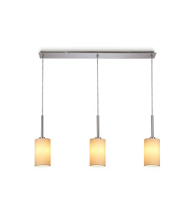 Baymont Polished Chrome 3 Light E27 Linear Pendant With 12cm x 20cm Dual Faux Silk Shade Nude Beige/Moonlight-1