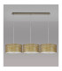 Baymont Antique Brass 3 Light E27 Linear Pendant With 40cm x 18cm Gold Leaf Shade 2m-13