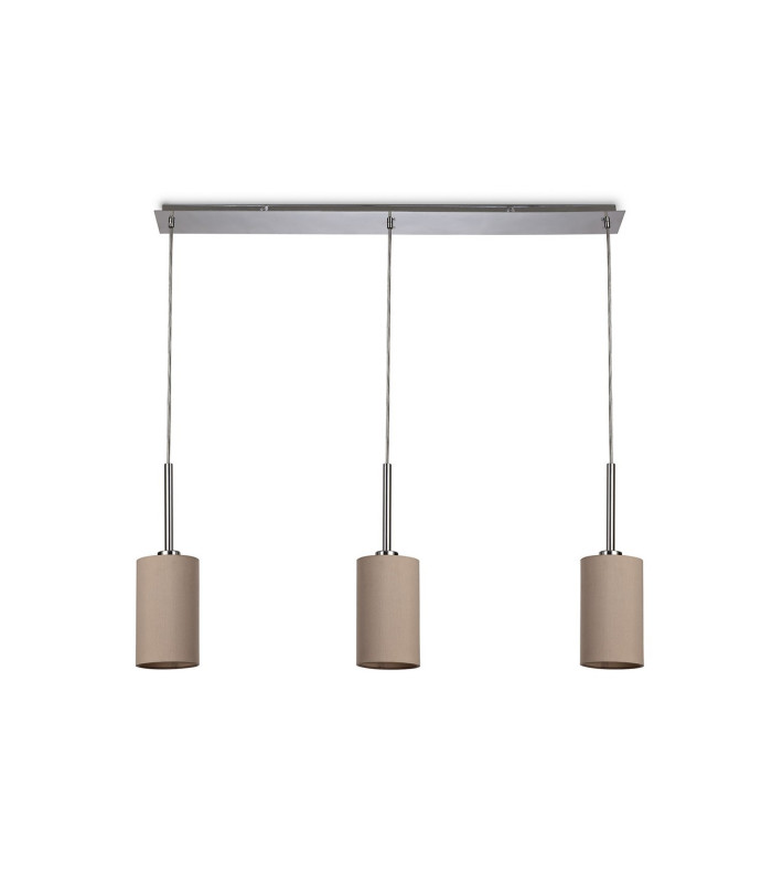 Baymont Polished Chrome 3 Light E27 Linear Pendant With 12cm x 20cm Dual Faux Silk Shade Nude Beige/Moonlight-4