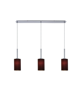 Baymont Polished Chrome 3 Light E27 Linear Pendant With 12cm x 20cm Faux Silk Shade Black-1