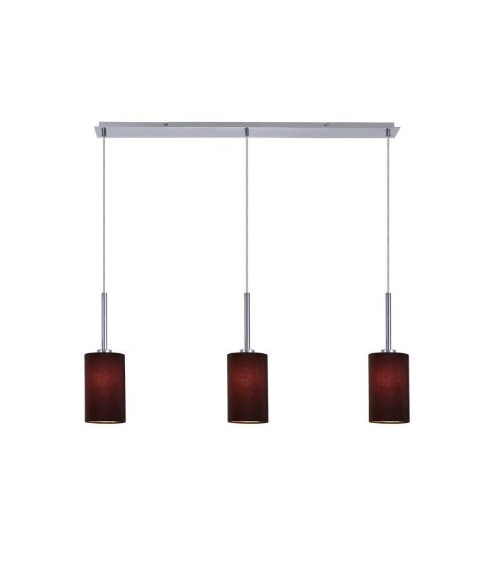 Baymont Polished Chrome 3 Light E27 Linear Pendant With 12cm x 20cm Faux Silk Shade Black-1