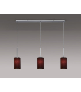 Baymont Polished Chrome 3 Light E27 Linear Pendant With 12cm x 20cm Faux Silk Shade Black-2