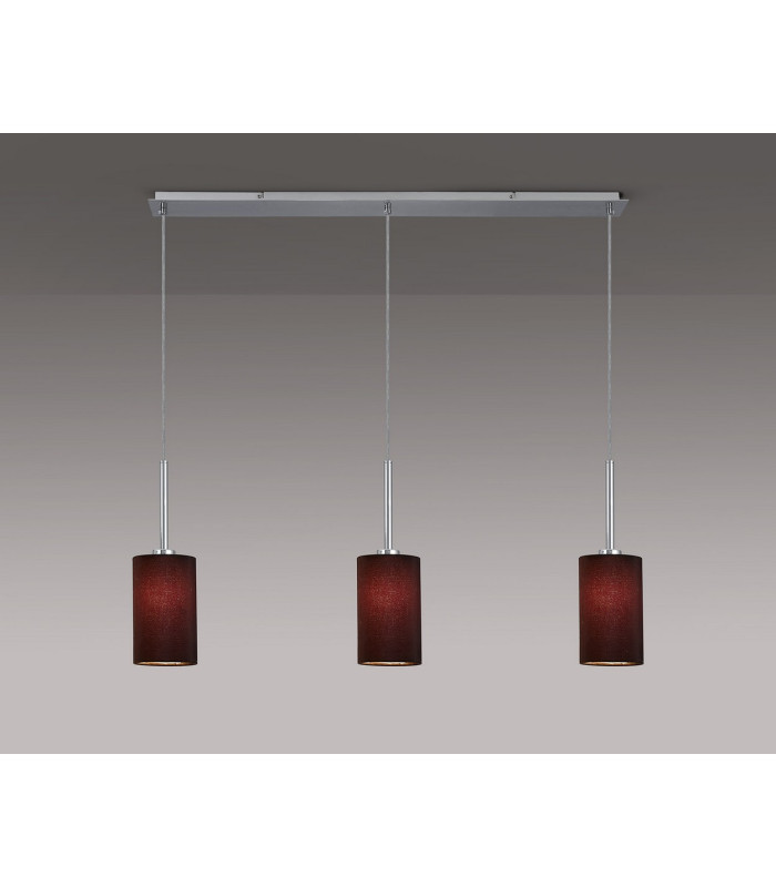 Baymont Polished Chrome 3 Light E27 Linear Pendant With 12cm x 20cm Faux Silk Shade Black-2