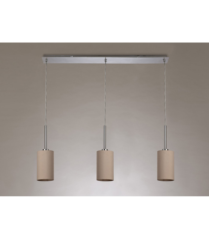 Baymont Polished Chrome 3 Light E27 Linear Pendant With 12cm x 20cm Dual Faux Silk Shade Nude Beige/Moonlight-11