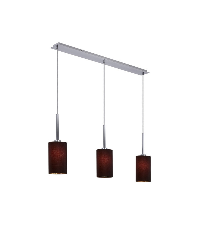 Baymont Polished Chrome 3 Light E27 Linear Pendant With 12cm x 20cm Faux Silk Shade Black-5