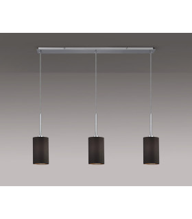 Baymont Polished Chrome 3 Light E27 Linear Pendant With 12cm x 20cm Faux Silk Shade Grey-2