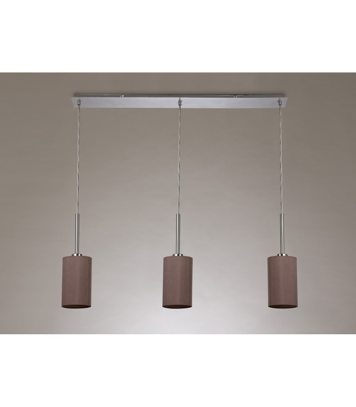 Baymont Polished Chrome 3 Light E27 Linear Pendant With 12cm x 20cm Dual Faux Silk Shade Taupe/Halo Gold-11
