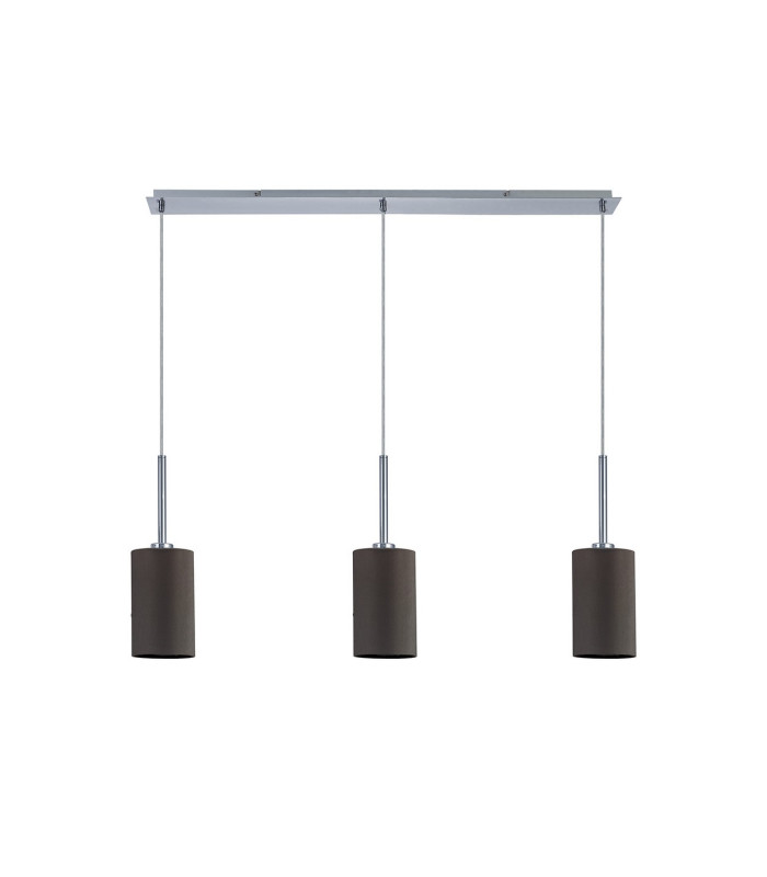 Baymont Polished Chrome 3 Light E27 Linear Pendant With 12cm x 20cm Faux Silk Shade Grey-4