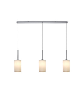 Baymont Polished Chrome 3 Light E27 Linear Pendant With 12cm x 20cm Faux Silk Shade White-1