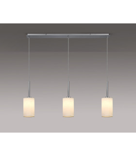 Baymont Polished Chrome 3 Light E27 Linear Pendant With 12cm x 20cm Faux Silk Shade White-2