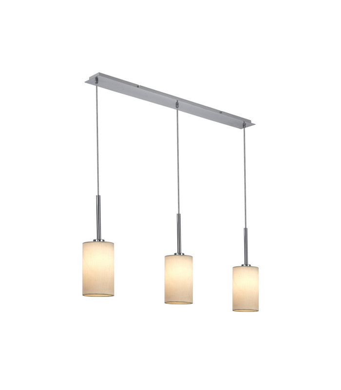 Baymont Polished Chrome 3 Light E27 Linear Pendant With 12cm x 20cm Faux Silk Shade White-5