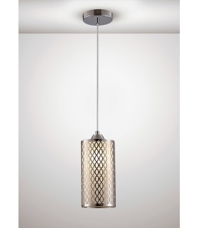 Oval Pattern Ceiling Pendant 1 Light E27 Polished Chrome - 2