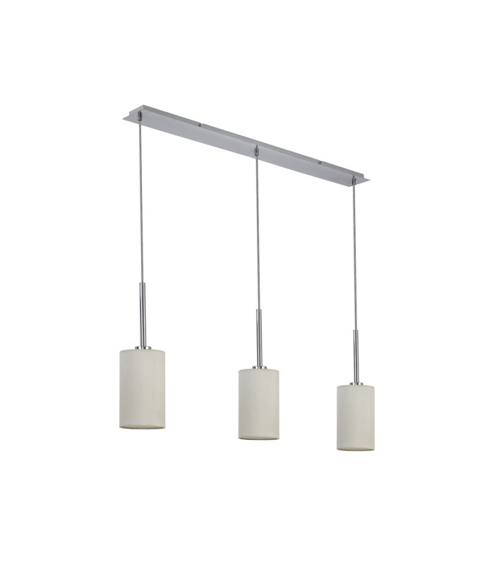 Baymont Polished Chrome 3 Light E27 Linear Pendant With 12cm x 20cm Faux Silk Shade White-6