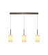 Baymont Antique Brass 3 Light E27 Linear Pendant With 12cm x 20cm Faux Silk Shade Ivory Pearl/White Laminate-1