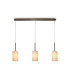 Baymont Antique Brass 3 Light E27 Linear Pendant With 12cm x 20cm Dual Faux Silk Shade Nude Beige/Moonlight-1