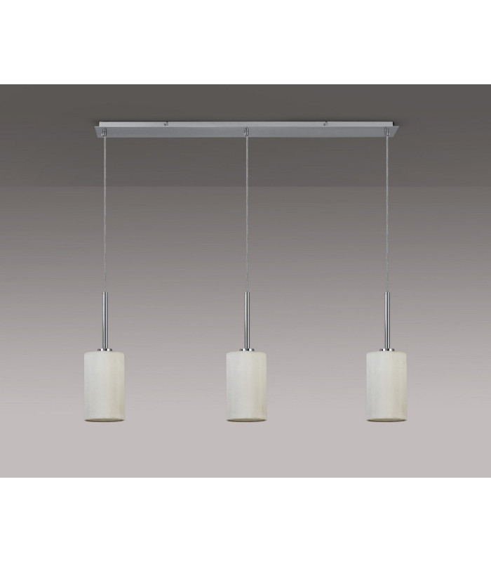 Baymont Polished Chrome 3 Light E27 Linear Pendant With 12cm x 20cm Faux Silk Shade White-13