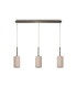 Baymont Antique Brass 3 Light E27 Linear Pendant With 12cm x 20cm Dual Faux Silk Shade Nude Beige/Moonlight-4
