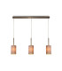 Baymont Antique Brass 3 Light E27 Linear Pendant With 12cm x 20cm Dual Faux Silk Shade Taupe/Halo Gold-1