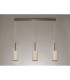 Baymont Antique Brass 3 Light E27 Linear Pendant With 12cm x 20cm Faux Silk Shade Ivory Pearl/White Laminate-11