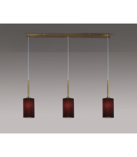 Baymont Antique Brass 3 Light E27 Linear Pendant With 12cm x 20cm Faux Silk Shade Black-2