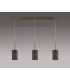 Baymont Antique Brass 3 Light E27 Linear Pendant With 12cm x 20cm Faux Silk Shade Grey-2