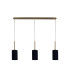 Baymont Antique Brass 3 Light E27 Linear Pendant With 12cm x 20cm Faux Silk Shade Black-4