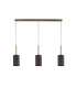 Baymont Antique Brass 3 Light E27 Linear Pendant With 12cm x 20cm Faux Silk Shade Grey-4
