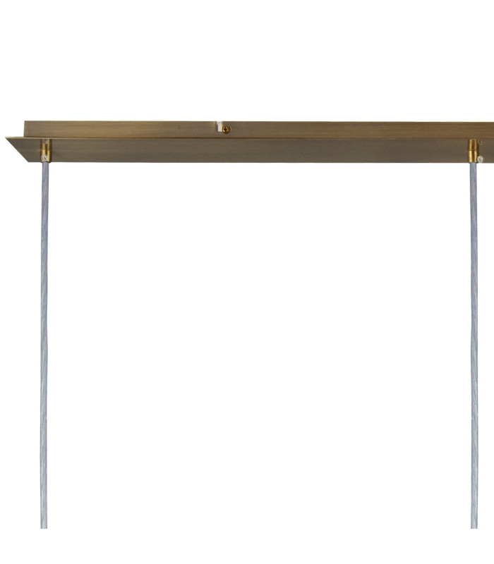 Baymont Antique Brass 3 Light E27 Linear Pendant With 12cm x 20cm Faux Silk Shade Grey-5