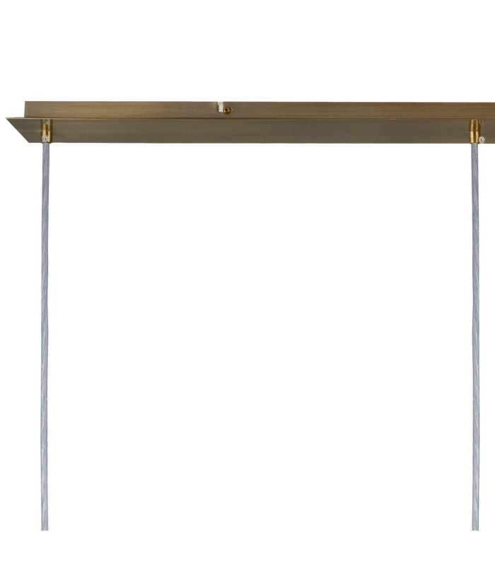 Baymont Antique Brass 3 Light E27 Linear Pendant With 12cm x 20cm Faux Silk Shade White-5