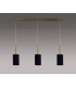 Baymont Antique Brass 3 Light E27 Linear Pendant With 12cm x 20cm Faux Silk Shade Black-13