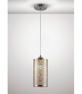 Circle Pattern Ceiling Pendant 1 Light E27 Polished Chrome - 2